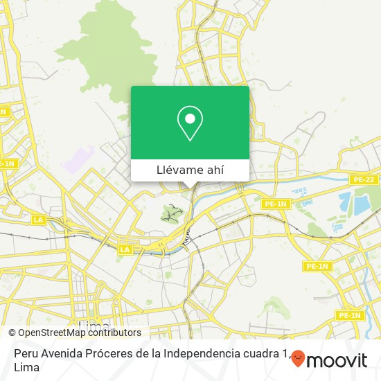 Mapa de Peru Avenida Próceres de la Independencia cuadra 1