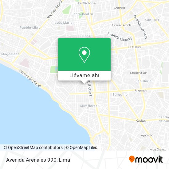 Mapa de Avenida Arenales 990