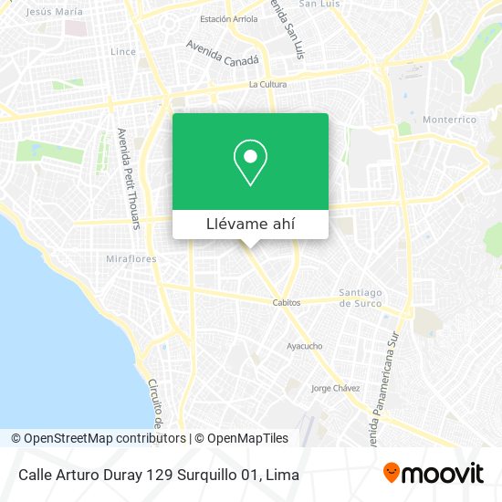 Mapa de Calle Arturo Duray 129 Surquillo 01