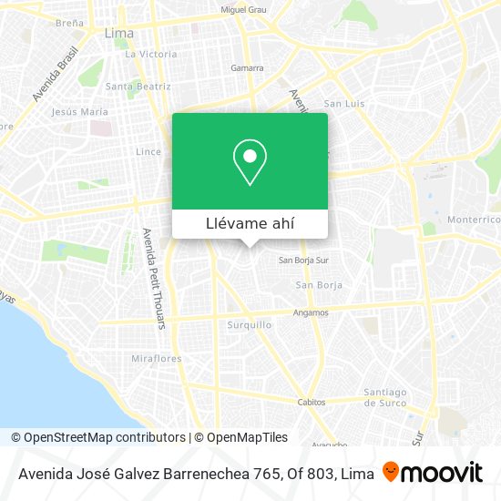 Mapa de Avenida José Galvez Barrenechea 765, Of 803