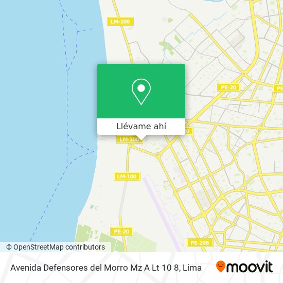 Mapa de Avenida Defensores del Morro Mz A Lt 10 8