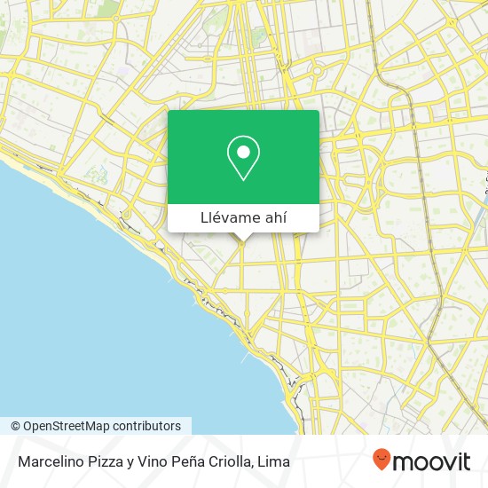 Mapa de Marcelino Pizza y Vino Peña Criolla, Ovalo Gutiérrez América, Miraflores, 15074