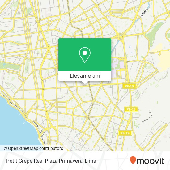 Mapa de Petit Crêpe Real Plaza Primavera, 2681 Avenida Angamos Este Torres de Limatambo, San Borja, 15036