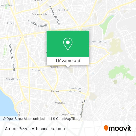 Mapa de Amore Pizzas Artesanales