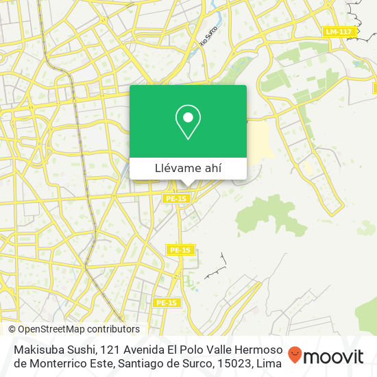 Mapa de Makisuba Sushi, 121 Avenida El Polo Valle Hermoso de Monterrico Este, Santiago de Surco, 15023