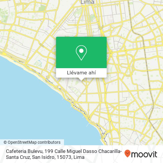 Mapa de Cafeteria Bulevu, 199 Calle Miguel Dasso Chacarilla-Santa Cruz, San Isidro, 15073
