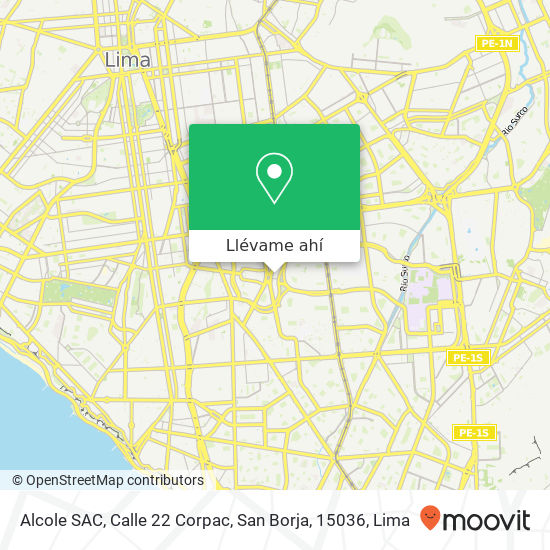 Mapa de Alcole SAC, Calle 22 Corpac, San Borja, 15036