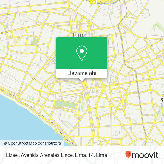 Mapa de Lizael, Avenida Arenales Lince, Lima, 14