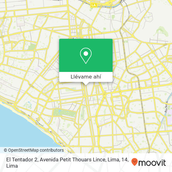 Mapa de El Tentador 2, Avenida Petit Thouars Lince, Lima, 14