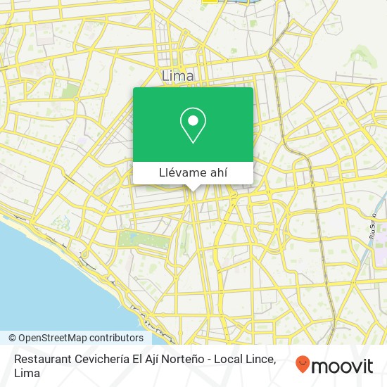Mapa de Restaurant Cevichería El Ají Norteño - Local Lince, 2632 Avenida Petit Thouars Riso, Lince, 15046