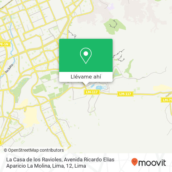Mapa de La Casa de los Ravioles, Avenida Ricardo Elías Aparicio La Molina, Lima, 12