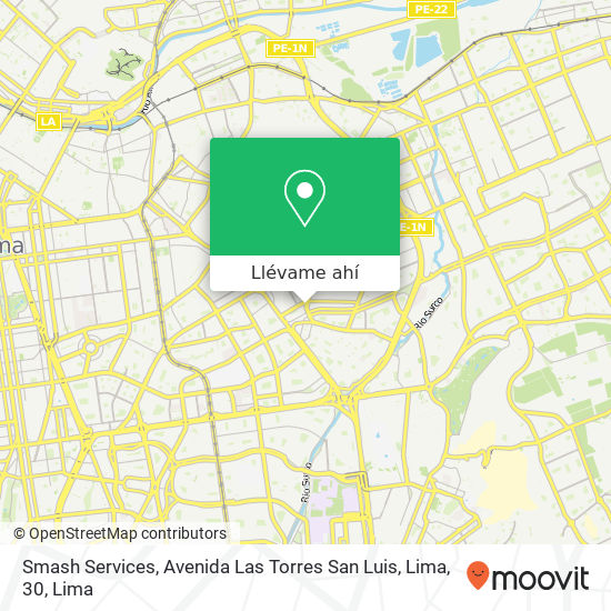 Mapa de Smash Services, Avenida Las Torres San Luis, Lima, 30