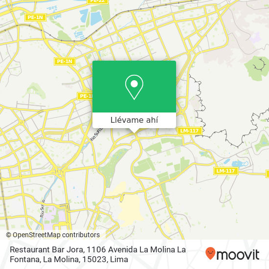Mapa de Restaurant Bar Jora, 1106 Avenida La Molina La Fontana, La Molina, 15023