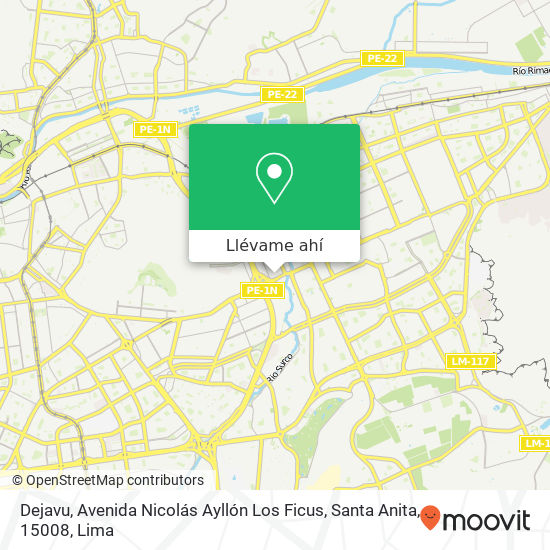 Mapa de Dejavu, Avenida Nicolás Ayllón Los Ficus, Santa Anita, 15008