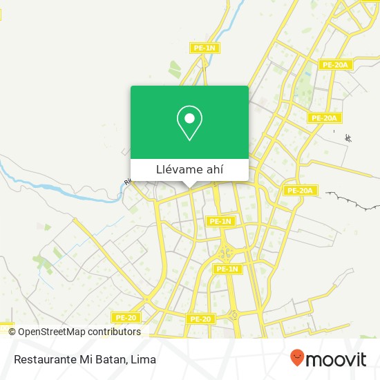 Mapa de Restaurante Mi Batan, Avenida Huandoy San Javier de Pro, Los Olivos, 15307
