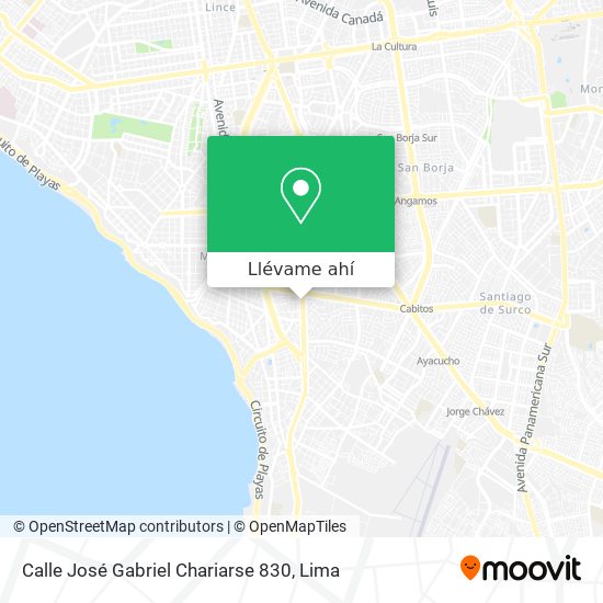 Mapa de Calle José Gabriel Chariarse 830