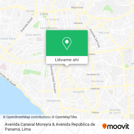 Mapa de Avenida Canaval Moreyra & Avenida República de Panamá