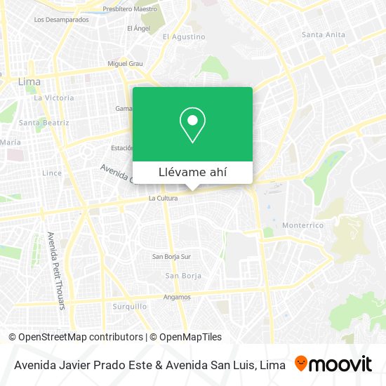 Mapa de Avenida Javier Prado Este & Avenida San Luis