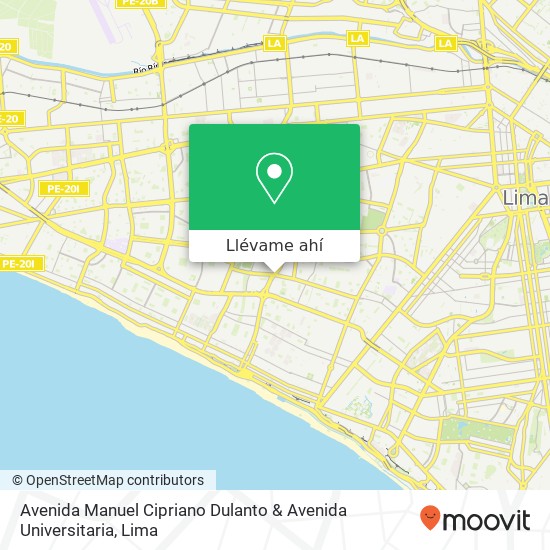 Mapa de Avenida Manuel Cipriano Dulanto & Avenida Universitaria