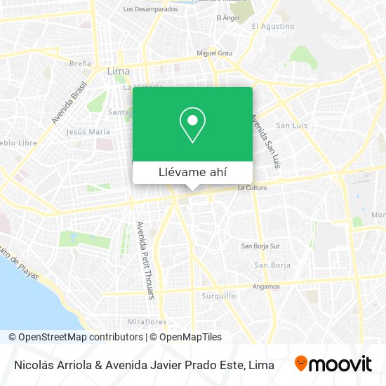 Mapa de Nicolás Arriola & Avenida Javier Prado Este