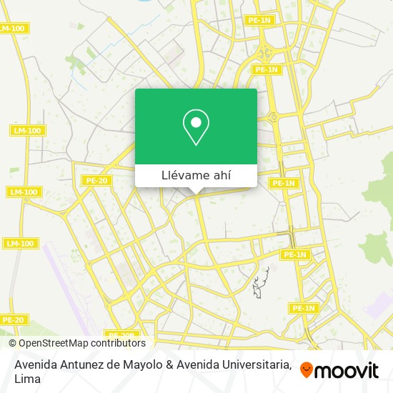 Mapa de Avenida Antunez de Mayolo & Avenida Universitaria
