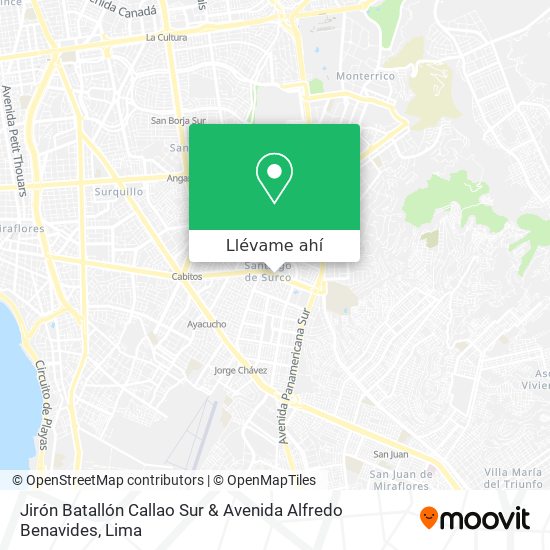 Mapa de Jirón Batallón Callao Sur & Avenida Alfredo Benavides