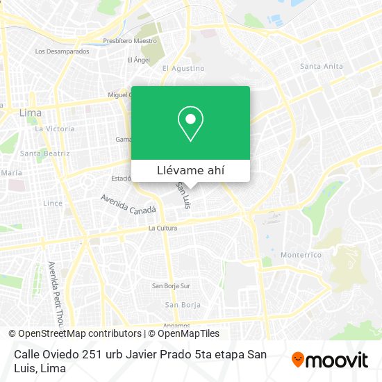 Mapa de Calle Oviedo 251 urb Javier Prado 5ta etapa San Luis