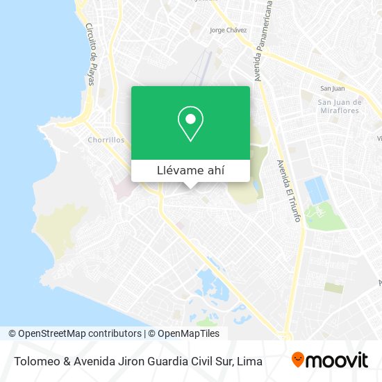 Mapa de Tolomeo & Avenida Jiron Guardia Civil Sur