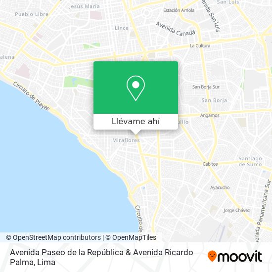 Mapa de Avenida Paseo de la República & Avenida Ricardo Palma