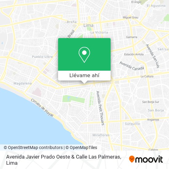 Mapa de Avenida Javier Prado Oeste & Calle Las Palmeras