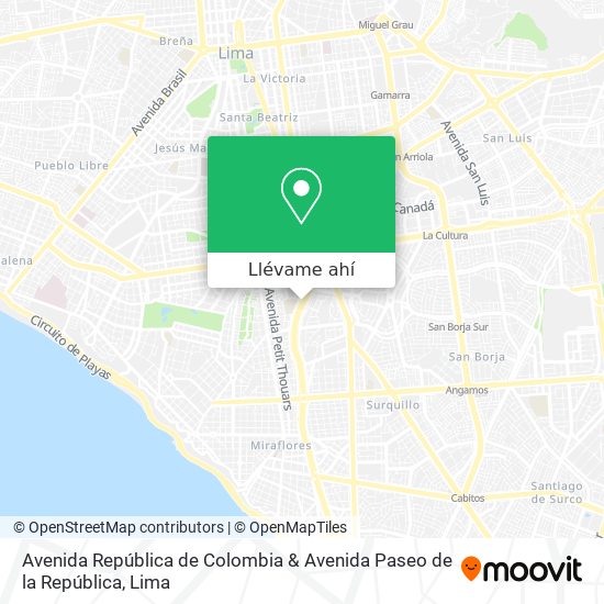 Mapa de Avenida República de Colombia & Avenida Paseo de la República