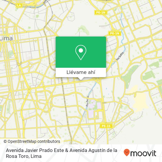 Mapa de Avenida Javier Prado Este & Avenida Agustín de la Rosa Toro