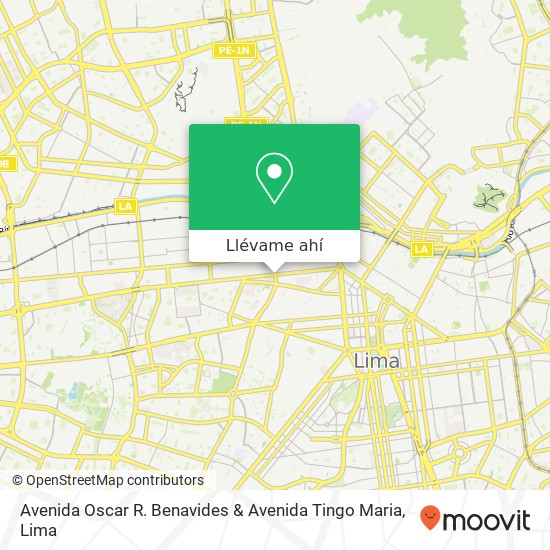 Mapa de Avenida Oscar R. Benavides & Avenida Tingo Maria