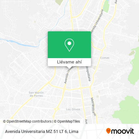 Mapa de Avenida Universitaria MZ 51 LT 6