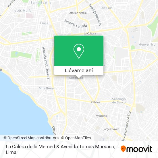 Mapa de La Calera de la Merced & Avenida Tomás Marsano