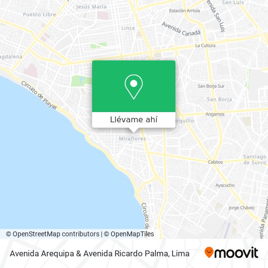 Mapa de Avenida Arequipa & Avenida Ricardo Palma