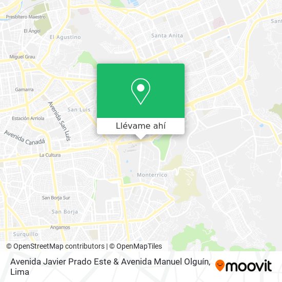Mapa de Avenida Javier Prado Este & Avenida Manuel Olguín