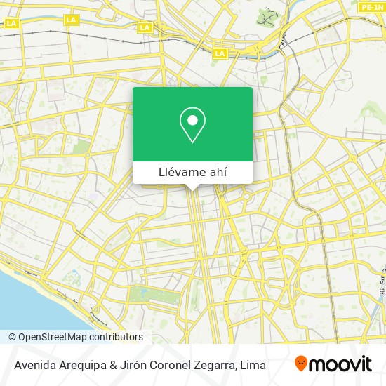 Mapa de Avenida Arequipa & Jirón Coronel Zegarra