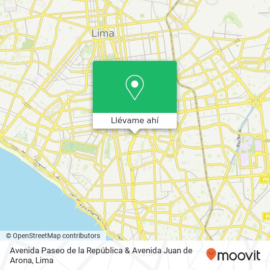 Mapa de Avenida Paseo de la República & Avenida Juan de Arona