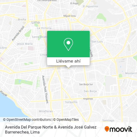 Mapa de Avenida Del Parque Norte & Avenida José Galvez Barrenechea