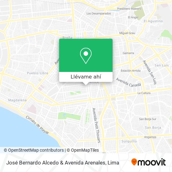 Mapa de José Bernardo Alcedo & Avenida Arenales