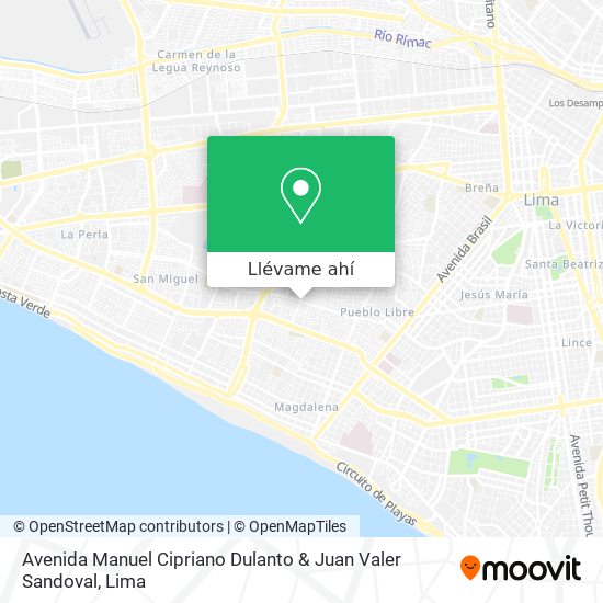 Mapa de Avenida Manuel Cipriano Dulanto & Juan Valer Sandoval
