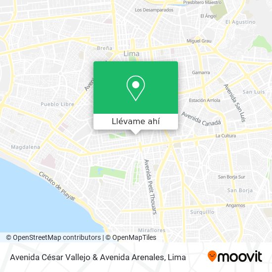 Mapa de Avenida César Vallejo & Avenida Arenales