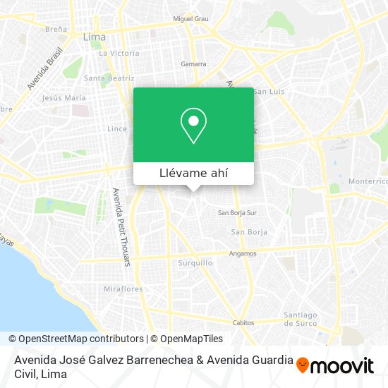 Mapa de Avenida José Galvez Barrenechea & Avenida Guardia Civil