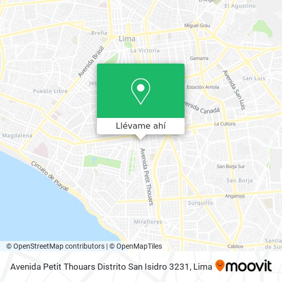 Mapa de Avenida Petit Thouars Distrito San Isidro 3231