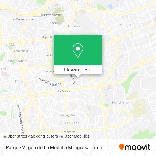 Mapa de Parque Virgen de La Medalla Milagrosa