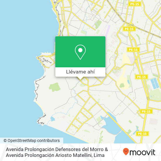 Mapa de Avenida Prolongación Defensores del Morro & Avenida Prolongación Ariosto Matellini