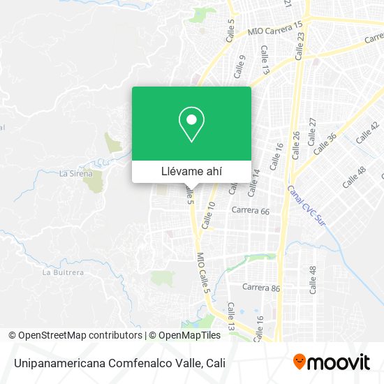 Mapa de Unipanamericana Comfenalco Valle