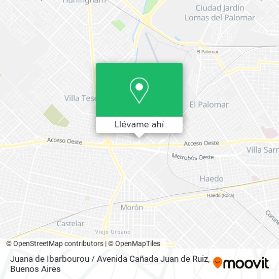 Mapa de Juana de Ibarbourou / Avenida Cañada Juan de Ruiz