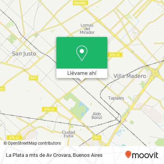 Mapa de La Plata a mts de Av  Crovara